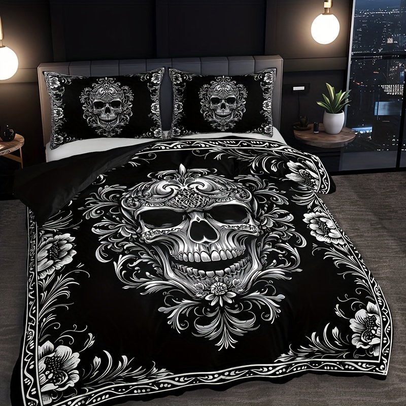 3pcs Black And White Skull Des - Duvet Insert White recension och pris
