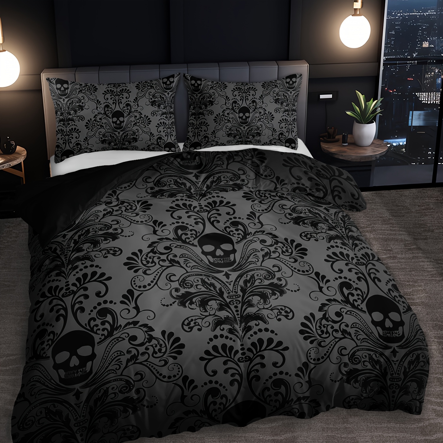 3pcs Black And White Skull Des - Duvet Insert White recension och pris