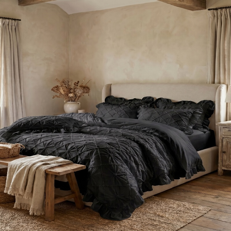 3Pcs White Ruffled Bedding Set - Duvet Insert White recension och pris