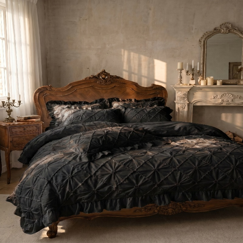 3Pcs White Ruffled Bedding Set - Duvet Insert White recension och pris