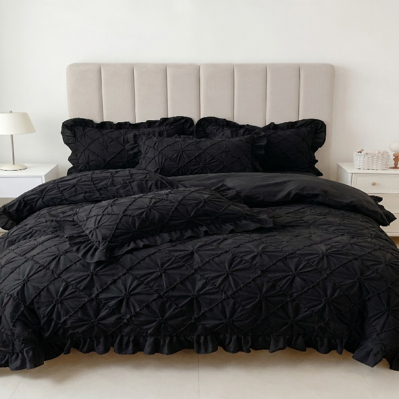 3Pcs White Ruffled Bedding Set - Duvet Insert White recension och pris
