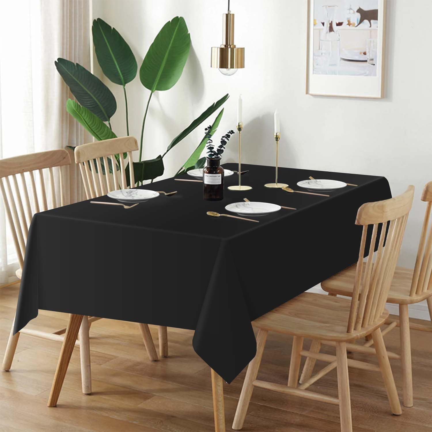 Solid Black Rectangle Tableclo - Home Textiles Exhibition recension och pris